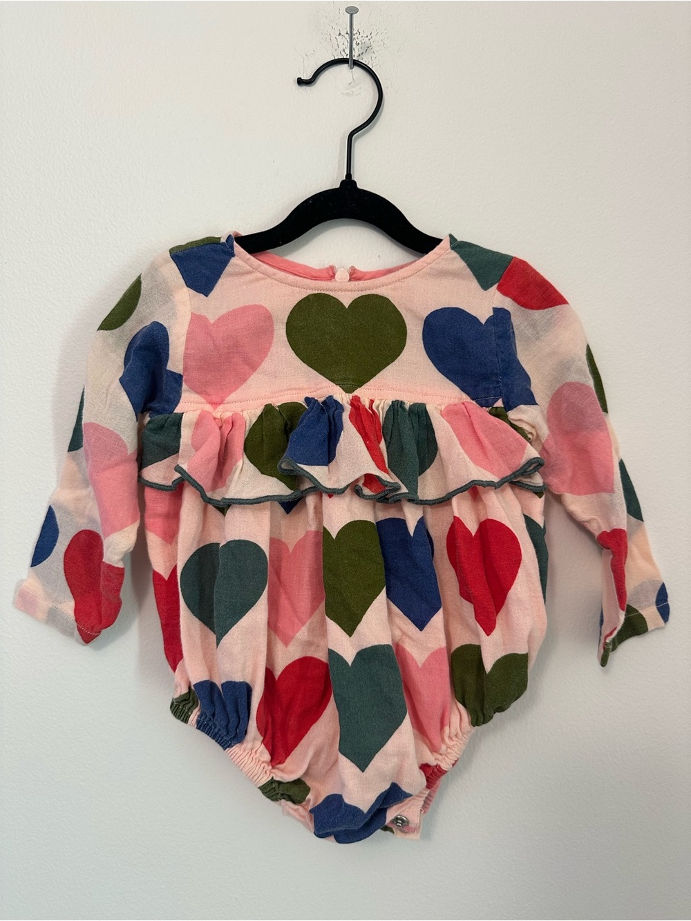 Pink Chicken New York 100% Cotton Rowen Bubble in Hearts Onesie